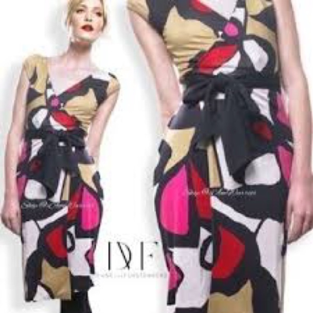Diane Von Furstenberg Multicolor Printed Silk Abri Wrap Dress 4